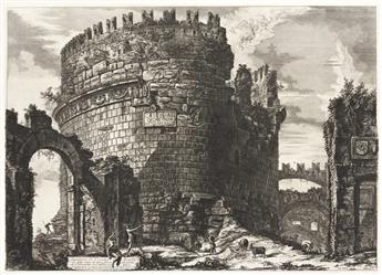 GIOVANNI B. PIRANESI Group of 4 etchings from Vedute di Roma.